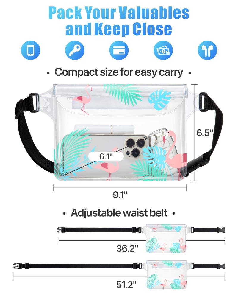 F-color Waterproof Fanny Pack - Waterproof Phone Pouch with Waist Strap - Cruise Essentials 2025 Must Haves Waterproof Pouch Dry Bag Keep Phone Valuables Safe for Beach Kayaking Boating Fishing - Image 3
